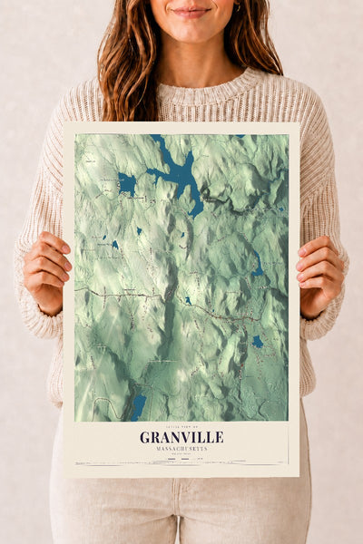 Granville, Massachusetts map print - 12 x 18 archival matte print