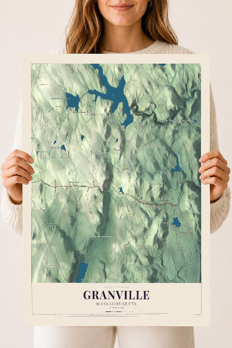 Granville, Massachusetts map print - 18 x 24 archival matte print