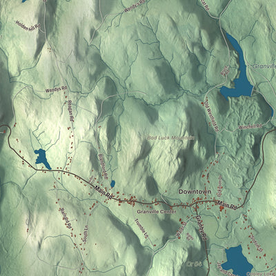 Terrain and local geography detail from the Granville, Massachusetts map