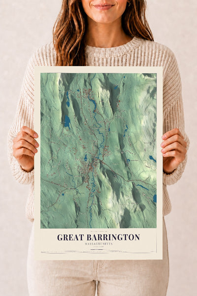 Great Barrington, Massachusetts map print - 12 x 18 archival matte print