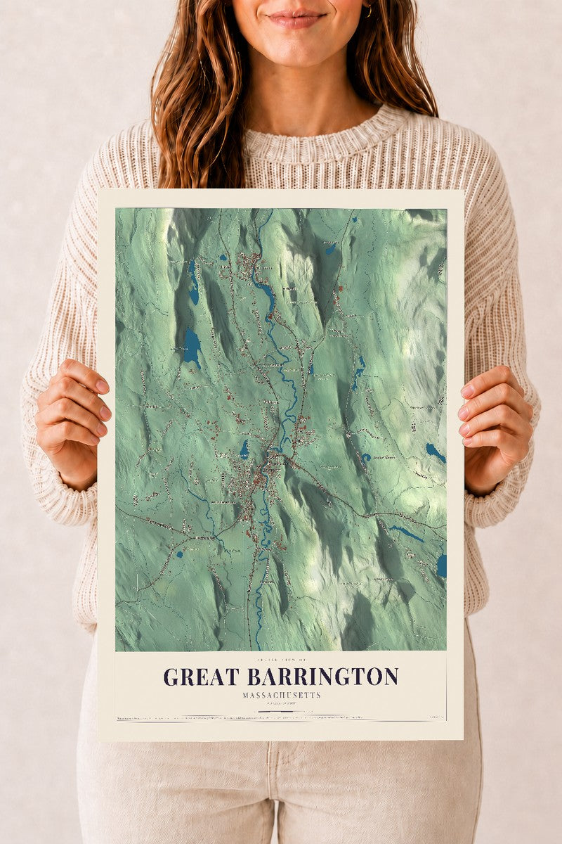 Great Barrington, Massachusetts map print - 12 x 18 archival matte print