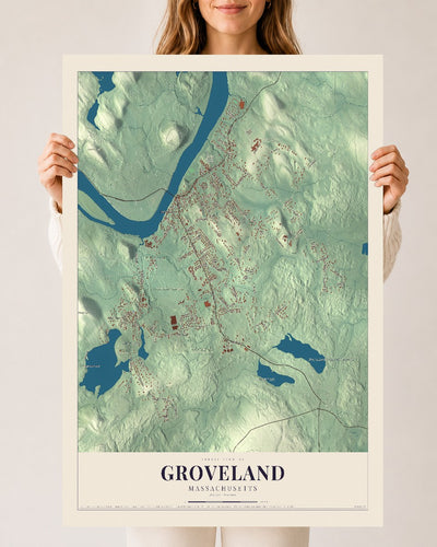 Groveland, Massachusetts map print - 24 x 36 archival matte print