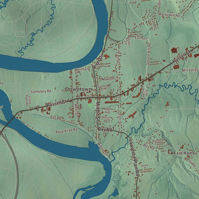 Street and neighborhood detail from the Hadley, Massachusetts map