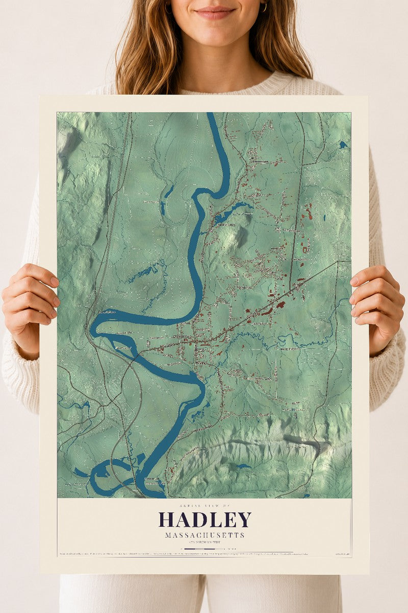 Hadley, Massachusetts map print - 18 x 24 archival matte print