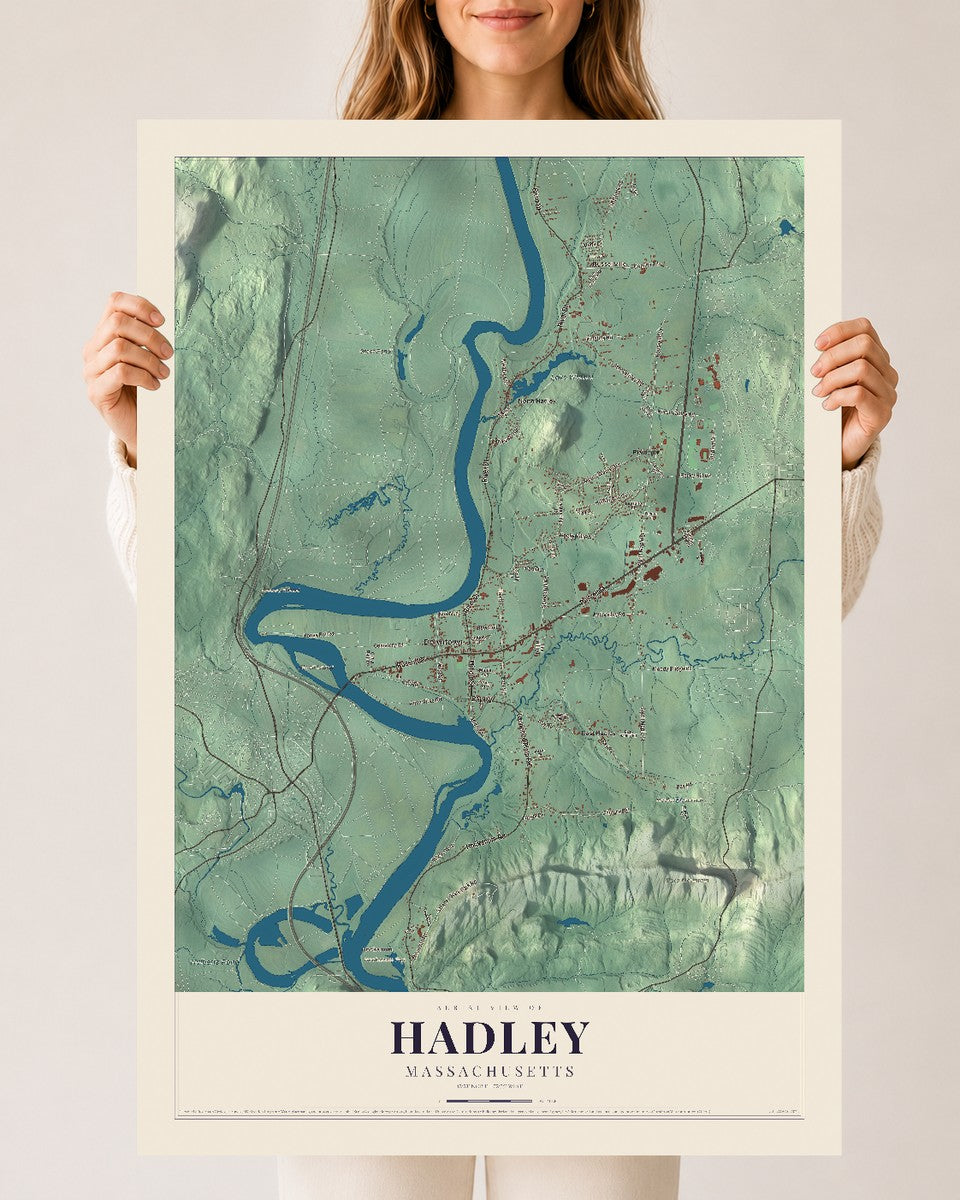 Hadley, Massachusetts map print - 24 x 36 archival matte print