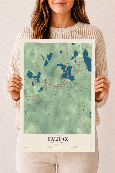 Halifax, Massachusetts map print - 12 x 18 archival matte print