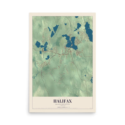 Map of Halifax, Massachusetts, 12 x 18 inch unframed archival matte print