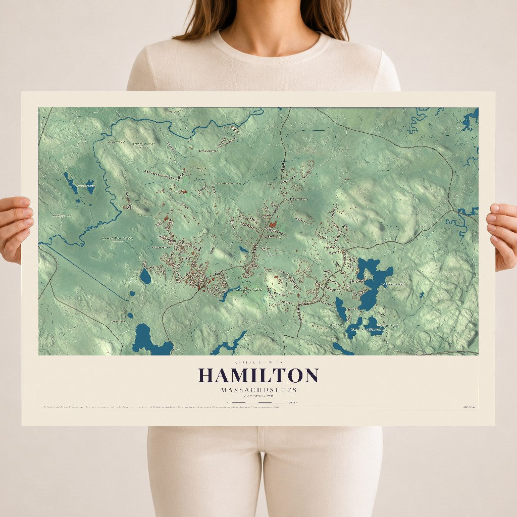Hamilton, Massachusetts map print - 18 x 24 archival matte print