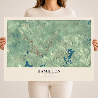 Hamilton, Massachusetts map print - 18 x 24 archival matte print