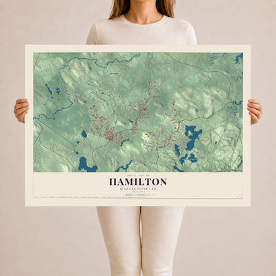 Hamilton, Massachusetts map print - 24 x 36 archival matte print