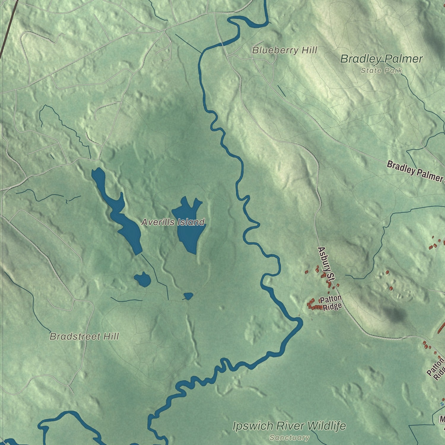 Terrain and local geography detail from the Hamilton, Massachusetts map