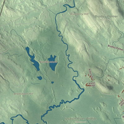 Terrain and local geography detail from the Hamilton, Massachusetts map