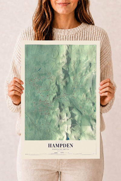 Hampden, Massachusetts map print - 12 x 18 archival matte print