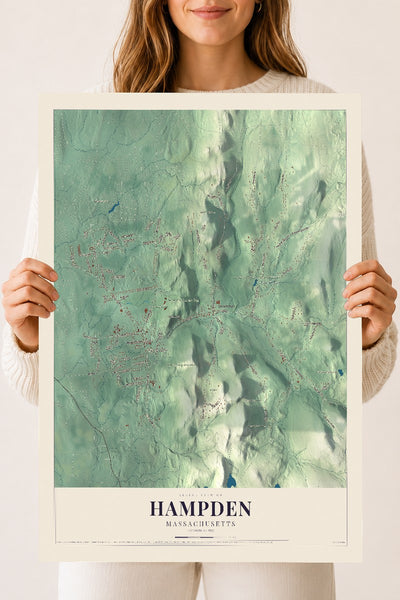 Hampden, Massachusetts map print - 18 x 24 archival matte print