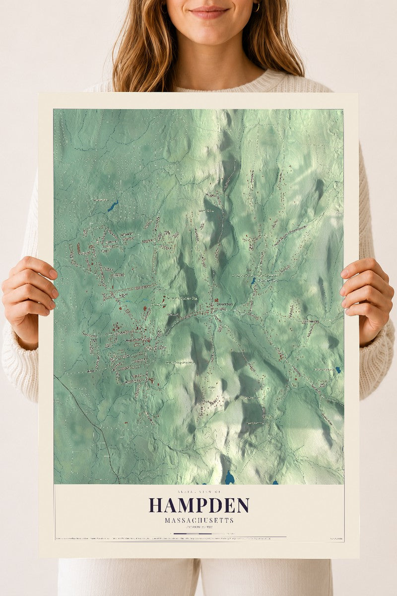 Hampden, Massachusetts map print - 18 x 24 archival matte print