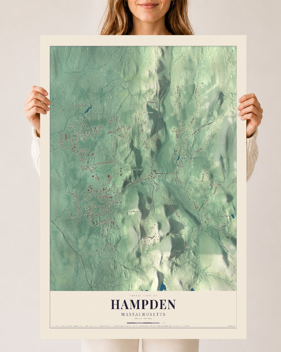 Hampden, Massachusetts map print - 24 x 36 archival matte print