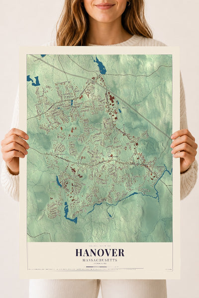 Hanover, Massachusetts map print - 18 x 24 archival matte print