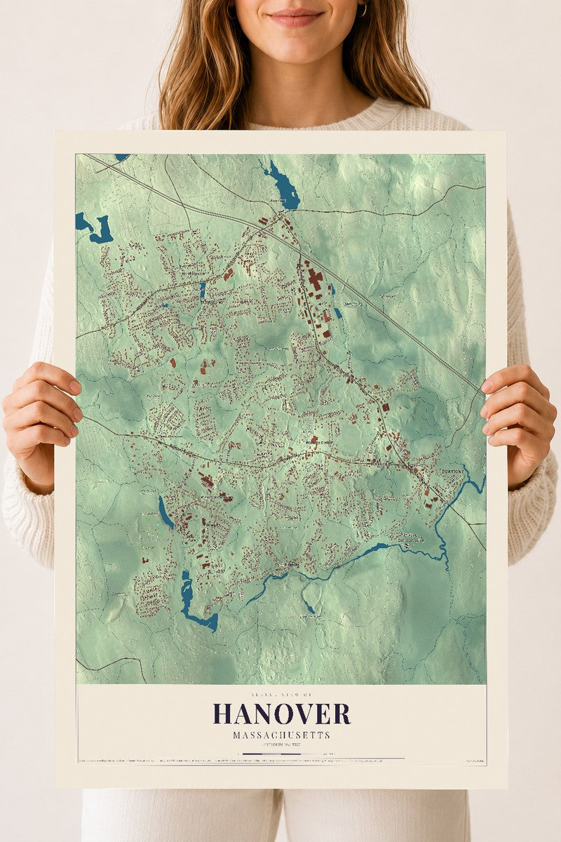 Hanover, Massachusetts map print - 18 x 24 archival matte print