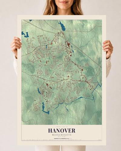 Hanover, Massachusetts map print - 24 x 36 archival matte print