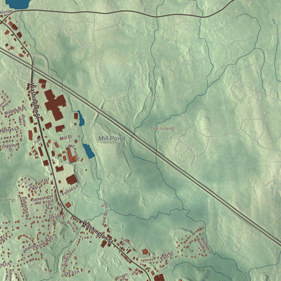 Terrain and local geography detail from the Hanover, Massachusetts map