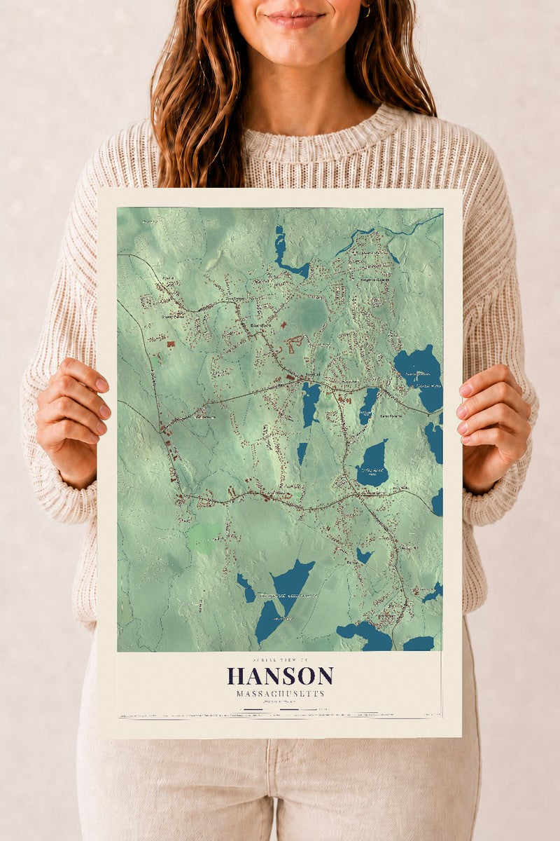 Hanson, Massachusetts map print - 12 x 18 archival matte print