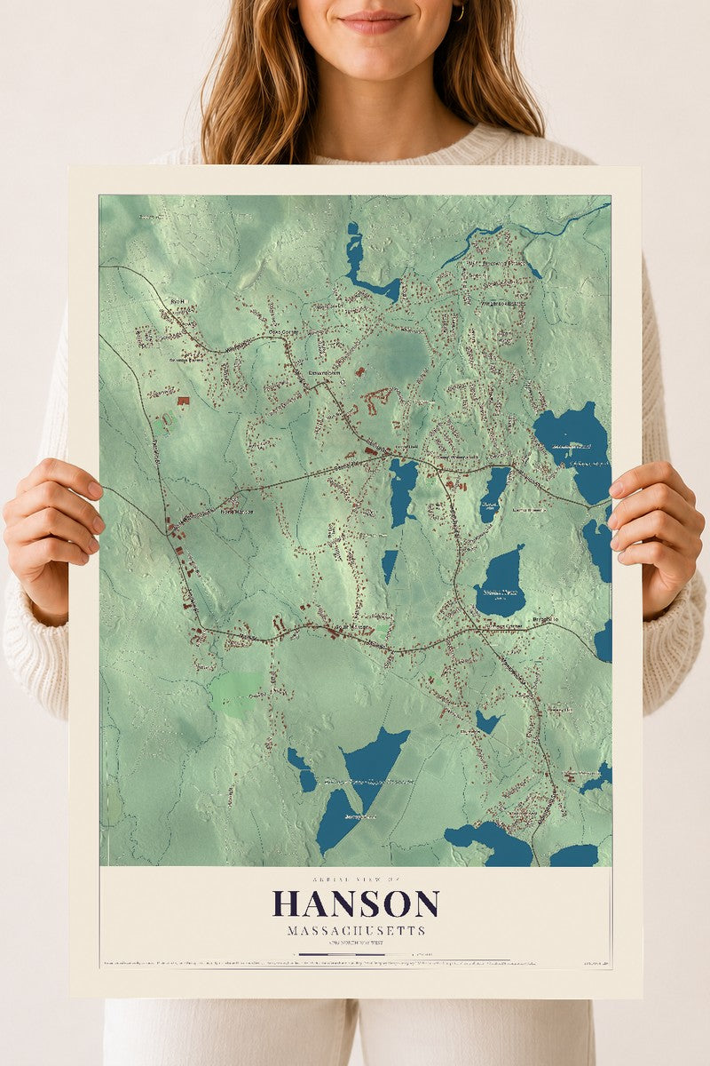 Hanson, Massachusetts map print - 18 x 24 archival matte print