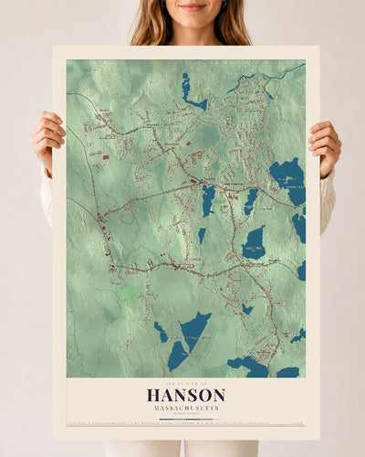 Hanson, Massachusetts map print - 24 x 36 archival matte print