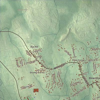 Terrain and local geography detail from the Hanson, Massachusetts map