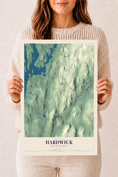 Hardwick, Massachusetts map print - 12 x 18 archival matte print