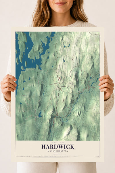 Hardwick, Massachusetts map print - 18 x 24 archival matte print
