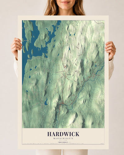 Hardwick, Massachusetts map print - 24 x 36 archival matte print
