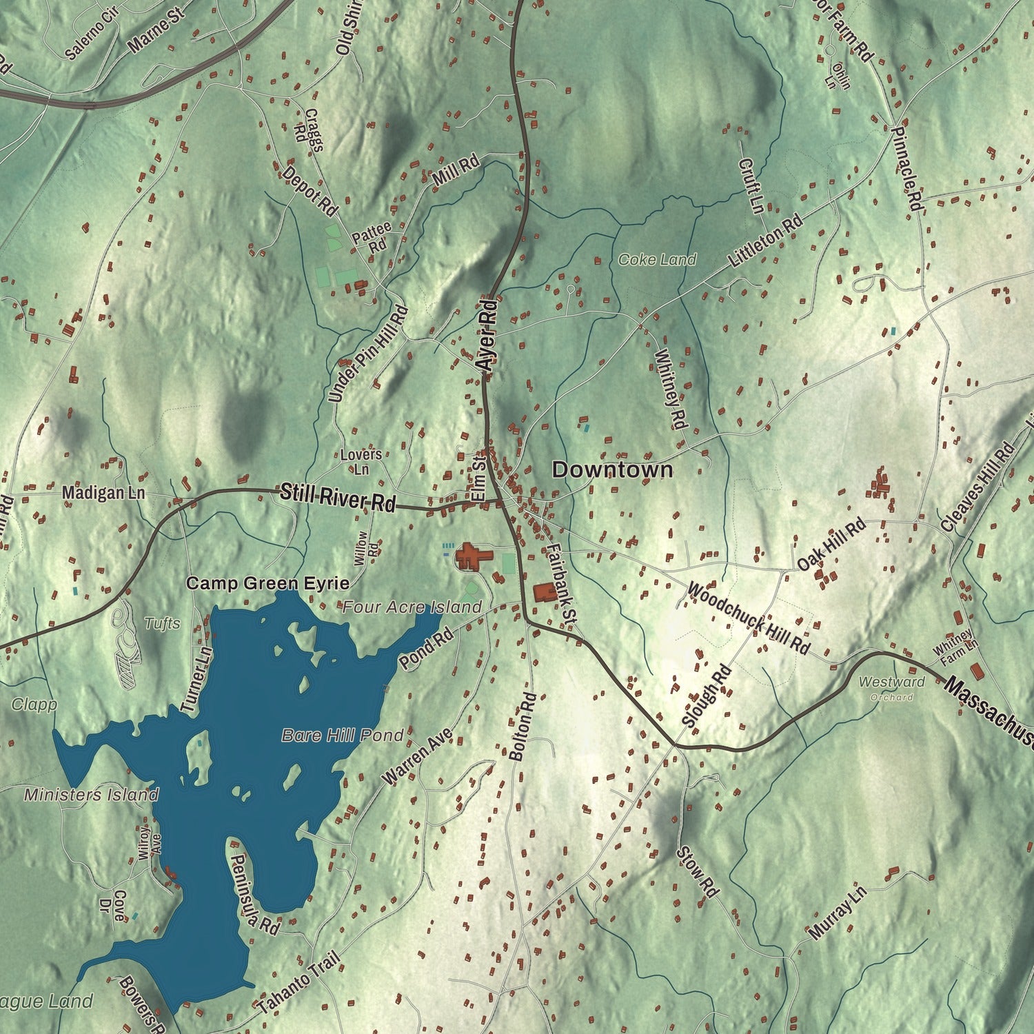 Street and neighborhood detail from the Harvard, Massachusetts map