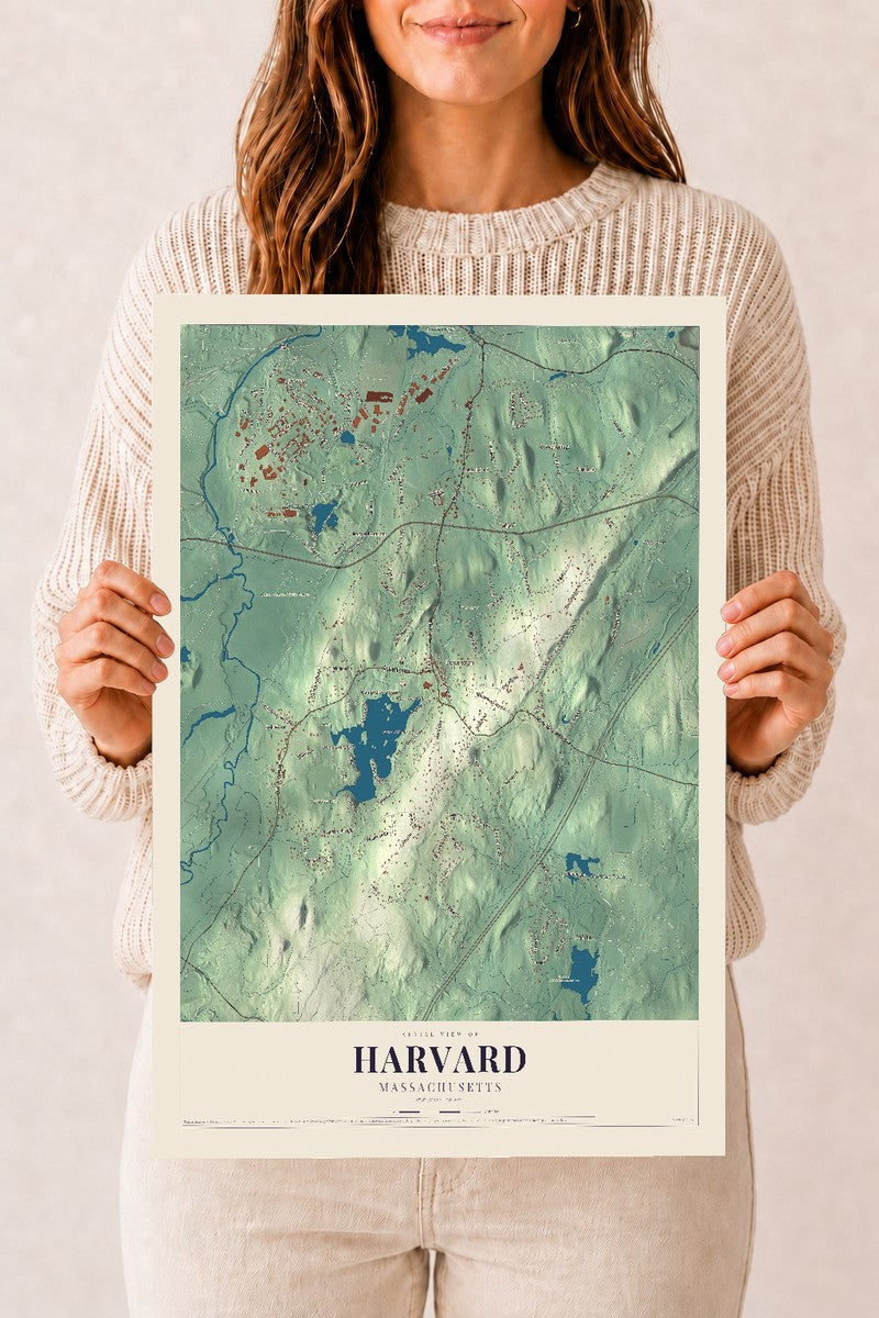 Harvard, Massachusetts map print - 12 x 18 archival matte print