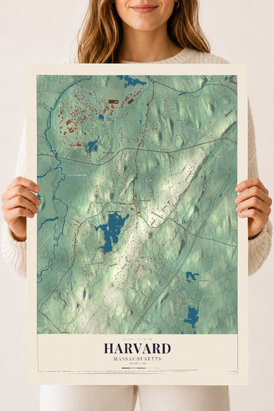 Harvard, Massachusetts map print - 18 x 24 archival matte print