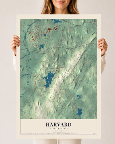 Harvard, Massachusetts map print - 24 x 36 archival matte print