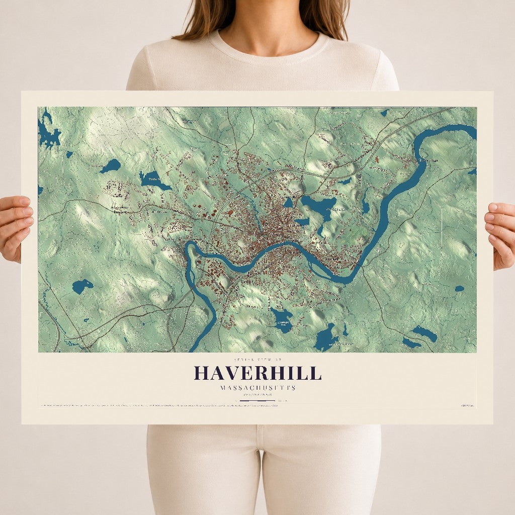 Haverhill, Massachusetts map print - 18 x 24 archival matte print