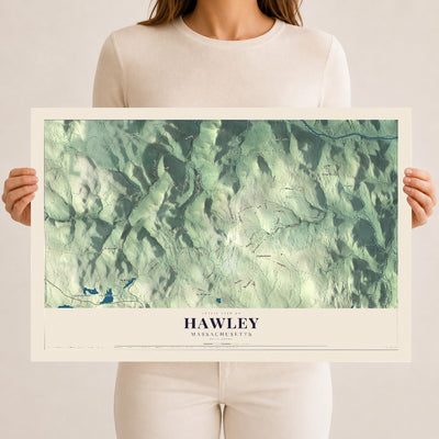 Hawley, Massachusetts map print - 12 x 18 archival matte print