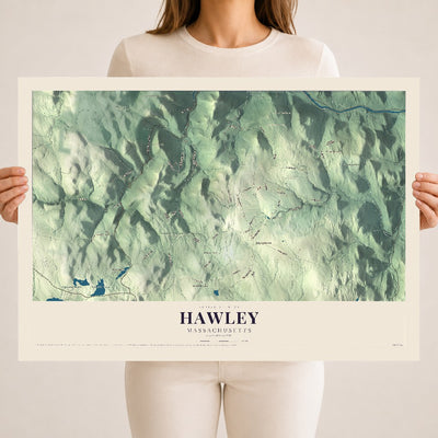 Hawley, Massachusetts map print - 18 x 24 archival matte print