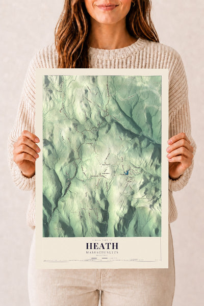 Heath, Massachusetts map print - 12 x 18 archival matte print