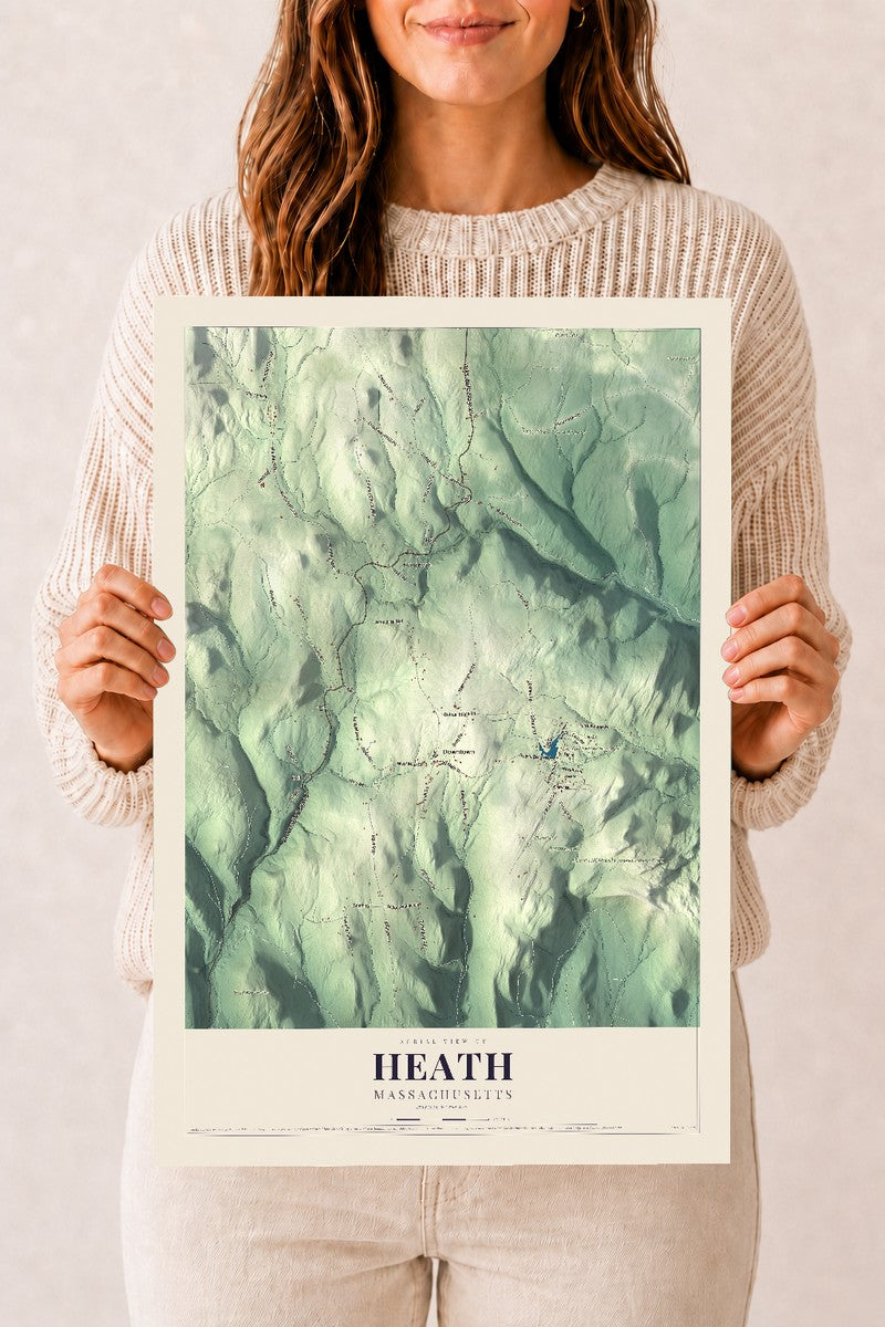 Heath, Massachusetts map print - 12 x 18 archival matte print