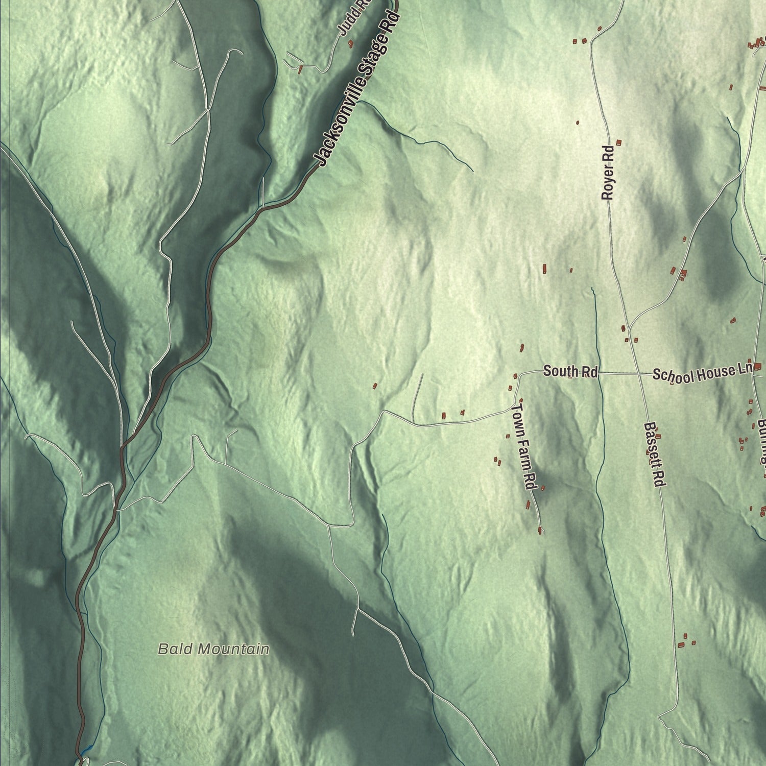 Terrain and local geography detail from the Heath, Massachusetts map