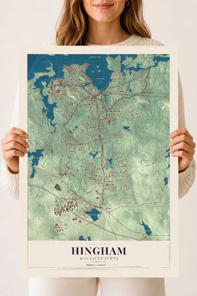 Hingham, Massachusetts map print - 18 x 24 archival matte print