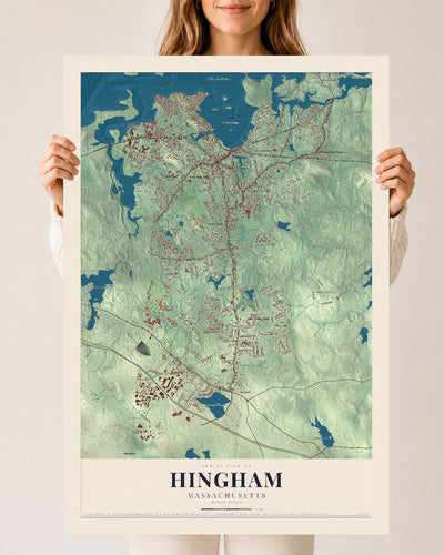 Hingham, Massachusetts map print - 24 x 36 archival matte print