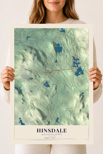 Hinsdale, Massachusetts map print - 18 x 24 archival matte print