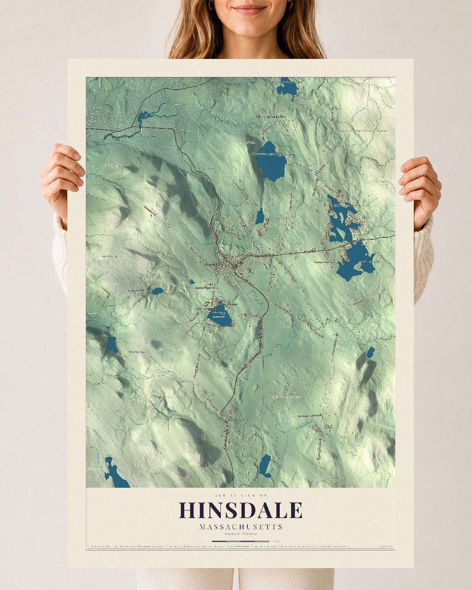 Hinsdale, Massachusetts map print - 24 x 36 archival matte print