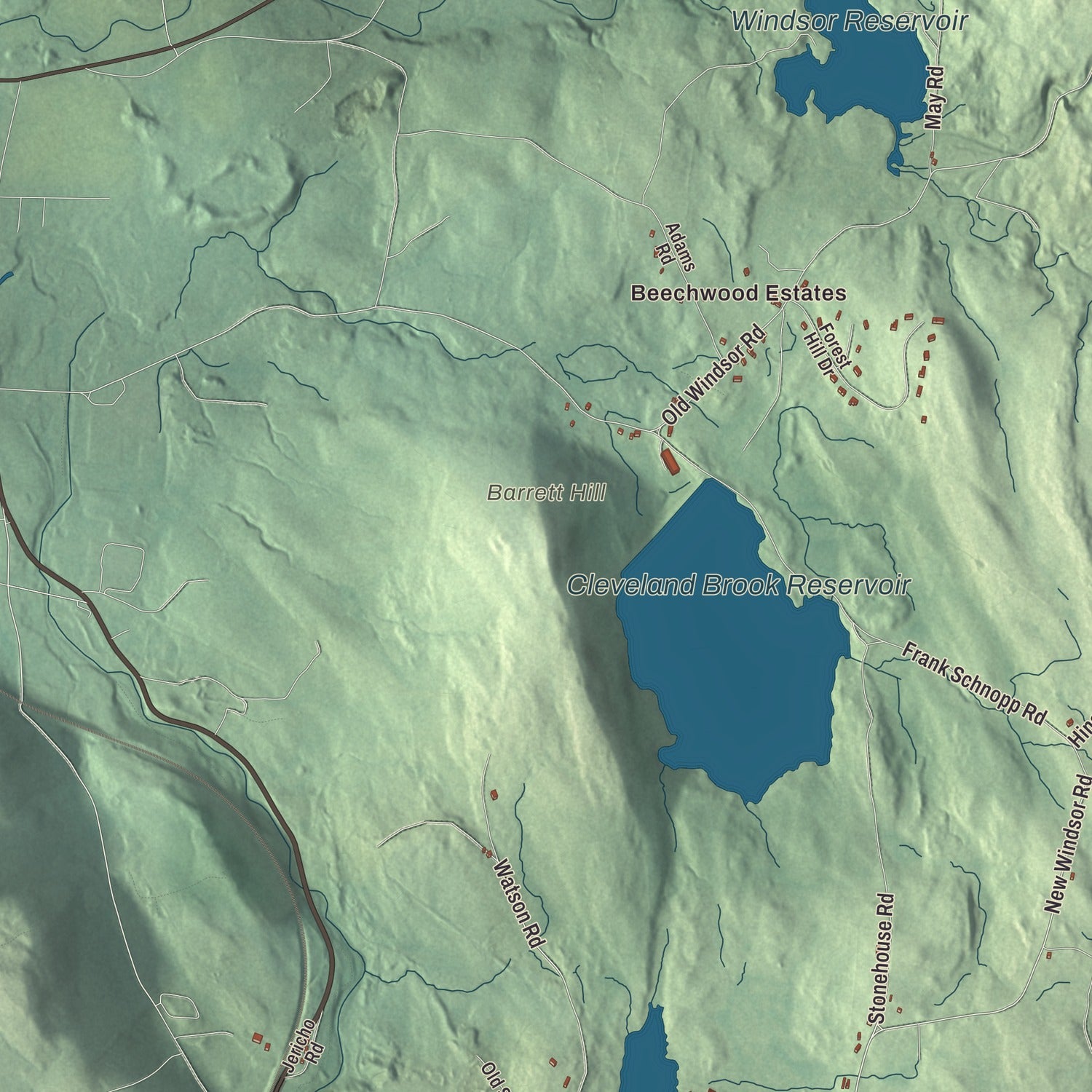 Terrain and local geography detail from the Hinsdale, Massachusetts map