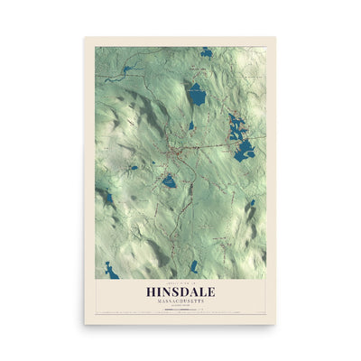 Map of Hinsdale, Massachusetts, 12 x 18 inch unframed archival matte print