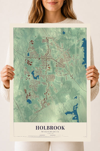 Holbrook, Massachusetts map print - 18 x 24 archival matte print
