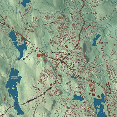 Street and neighborhood detail from the Holden, Massachusetts map