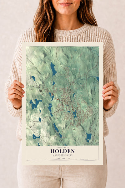 Holden, Massachusetts map print - 12 x 18 archival matte print